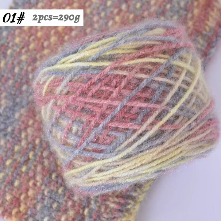290g Colorful Gradient Imitation Squirrel Yarn – Thick Section-Dyed Yarn for Knitting & Crochet (2 Pcs/Pack)