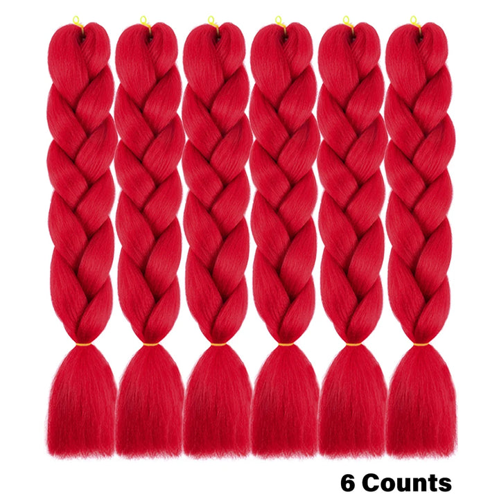 Ombre Crochet Braiding Hair – 6 Packs Synthetic Colorful Extensions for Women & Girls | High-Temperature Fiber