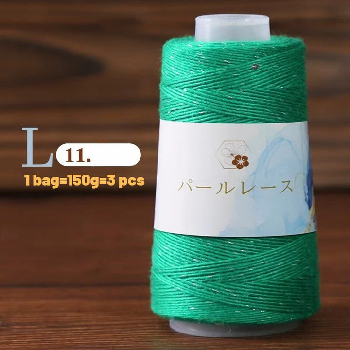 150g Bamboo Fiber & Linen Yarn with Sequins (3 Pieces) – Medium-Fine Yarn for Sweaters, Hats, Gloves & DIY Crafts