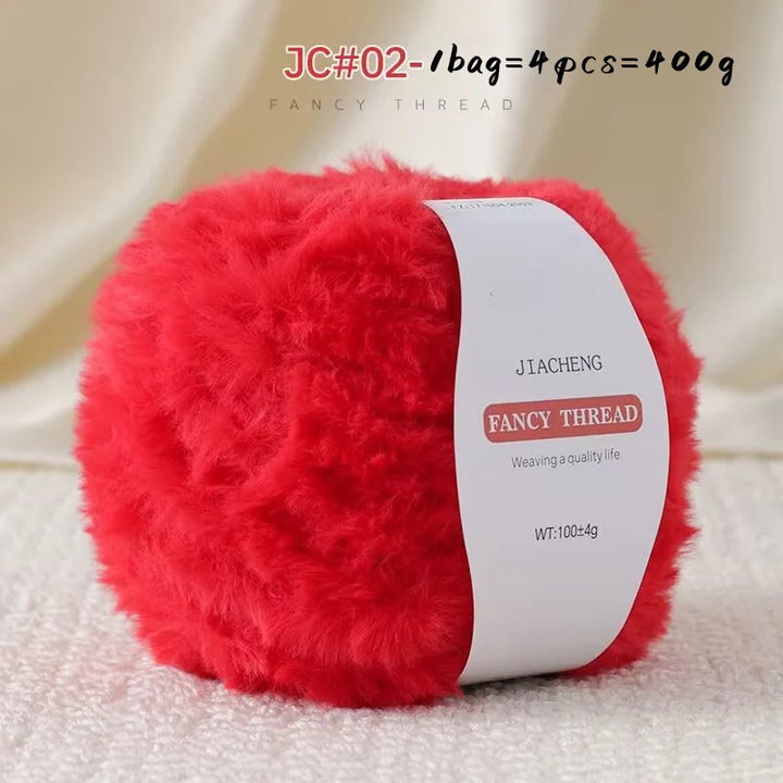 Imitation Fur Long-Haired Yarn – 400g Soft Beginner Knitting Yarn (4 Skeins Set)