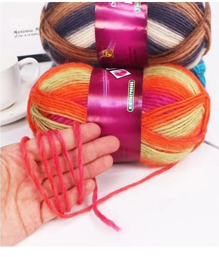 300g Gradient Long-Section Dyed Wool Yarn Set (3 Pieces) – Soft Hand-Knitting Yarn for Sweaters, Shawls, Hats & Scarves