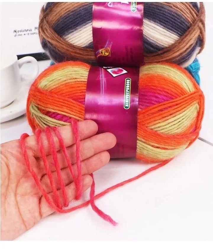 300g Gradient Long-Section Dyed Wool Yarn Set (3 Pieces) – Soft Hand-Knitting Yarn for Sweaters, Shawls, Hats & Scarves