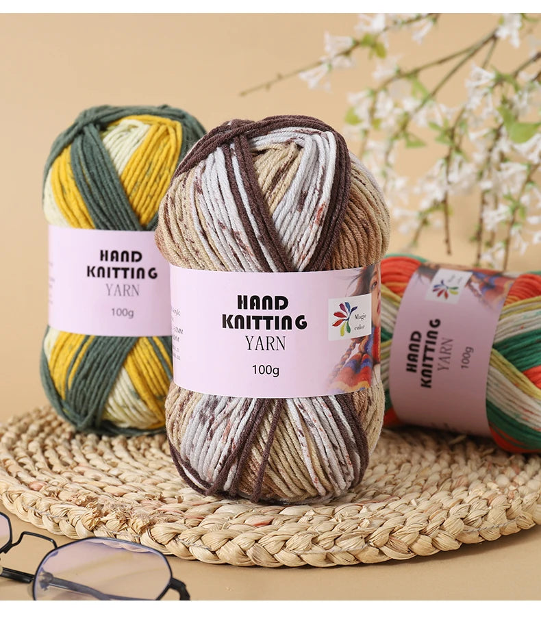 High-Quality 7-Strand Gradient Yarn – Medium-Thick Multi-Colored Yarn for Sweaters, Hats, Scarves & DIY Crafts