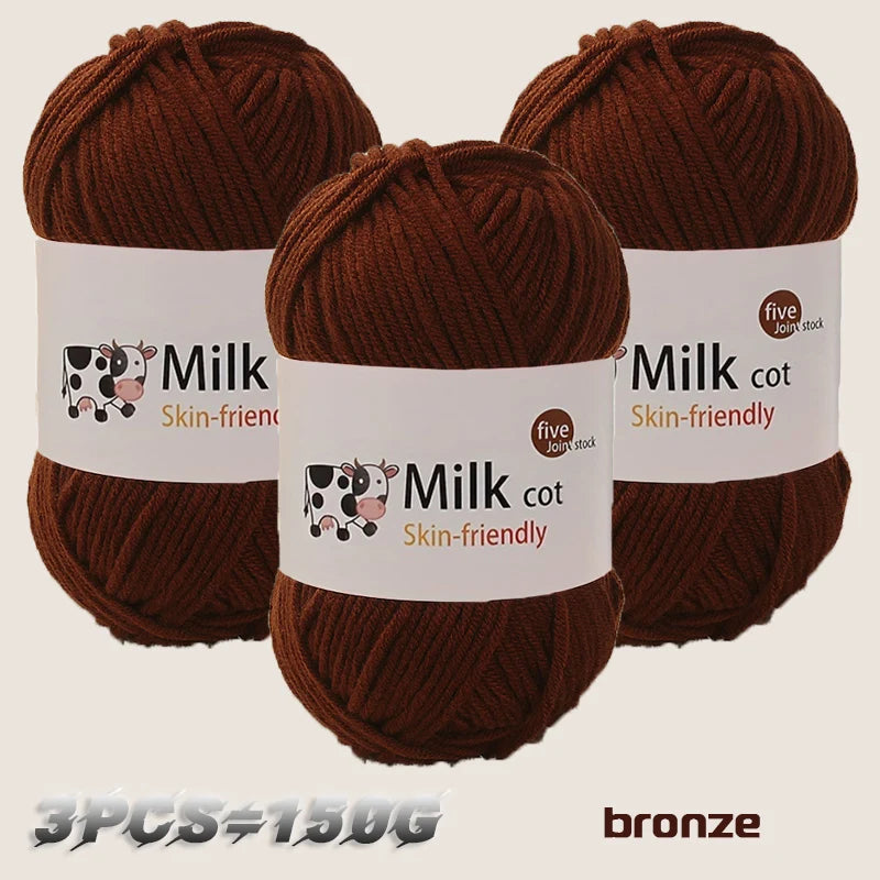 150g Medium-Coarse Milk Cotton Yarn – Soft Crochet & Knitting Yarn for Sweaters, Hats, Scarves & DIY Crafts