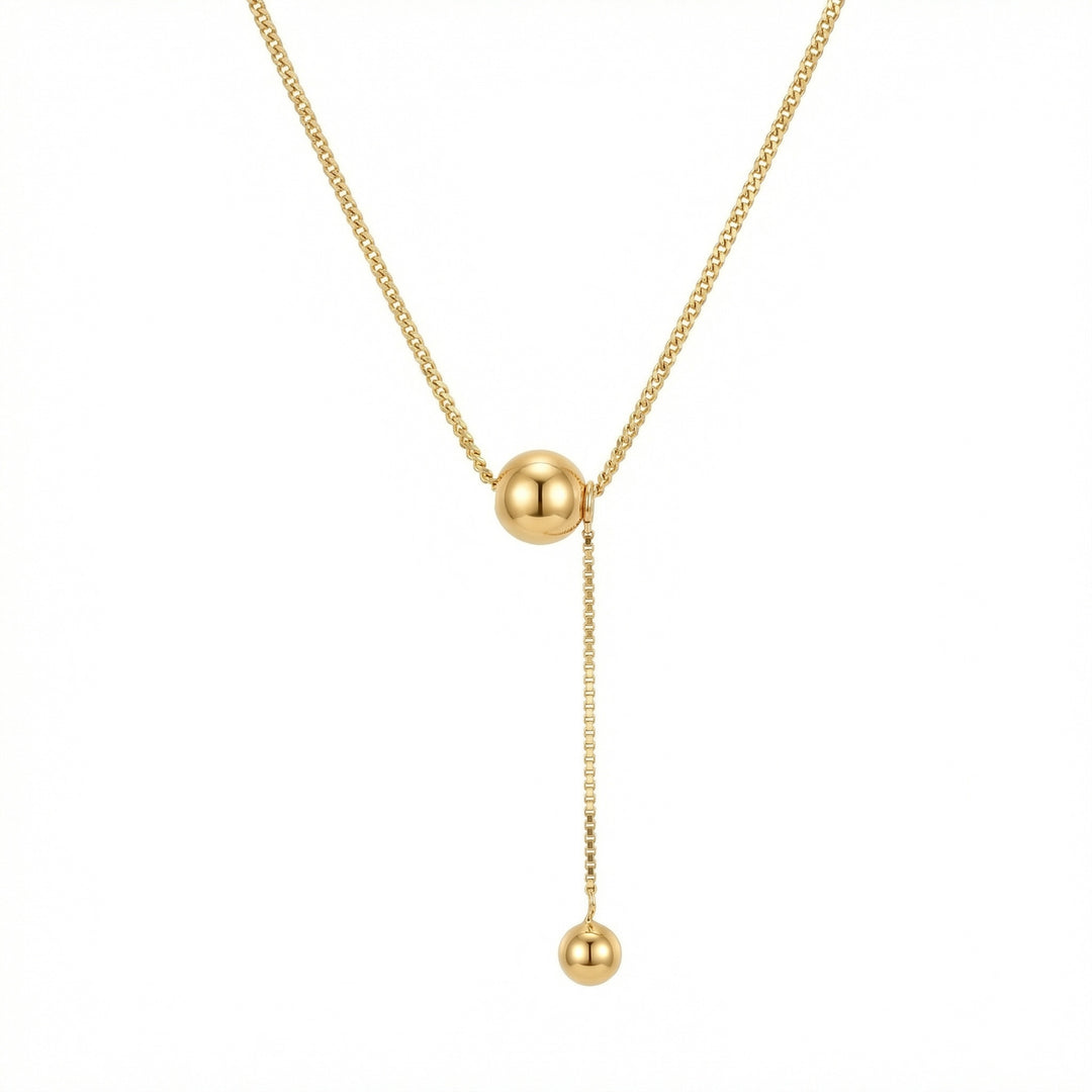 ✨ Lariat Necklace with Polished Sphere Accents