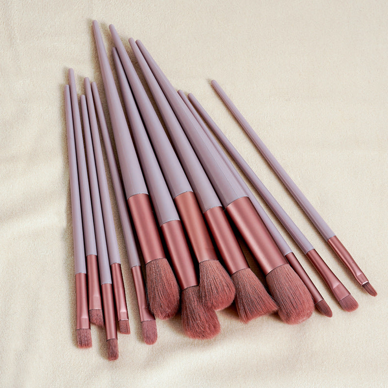 💗 13-Piece Pink Makeup Brush Set with Velvet Bag – Professional Face & Eye Beauty Tools 🖌️✨