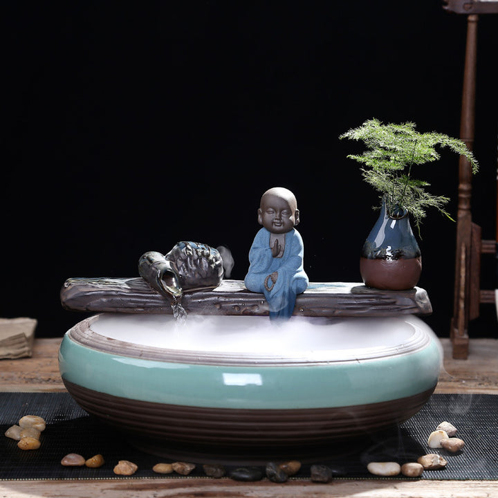 🐟💧 Ceramic Flowing Water Ornaments | Fish Tank Style Living Room Humidifier & Decor ✨