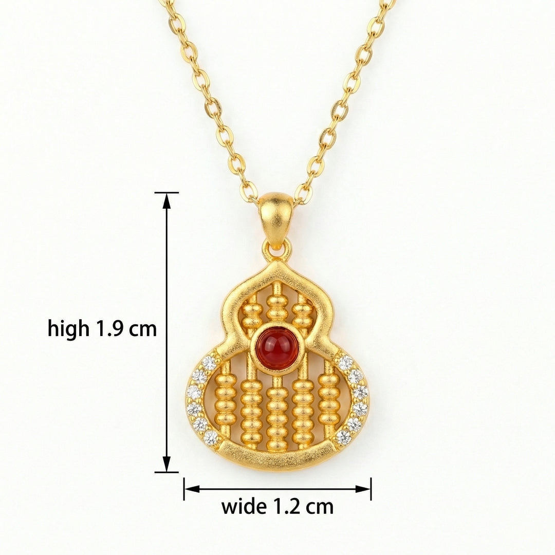 925 Sterling Silver Elegant Gourd-Shaped Abacus Pendant Necklace