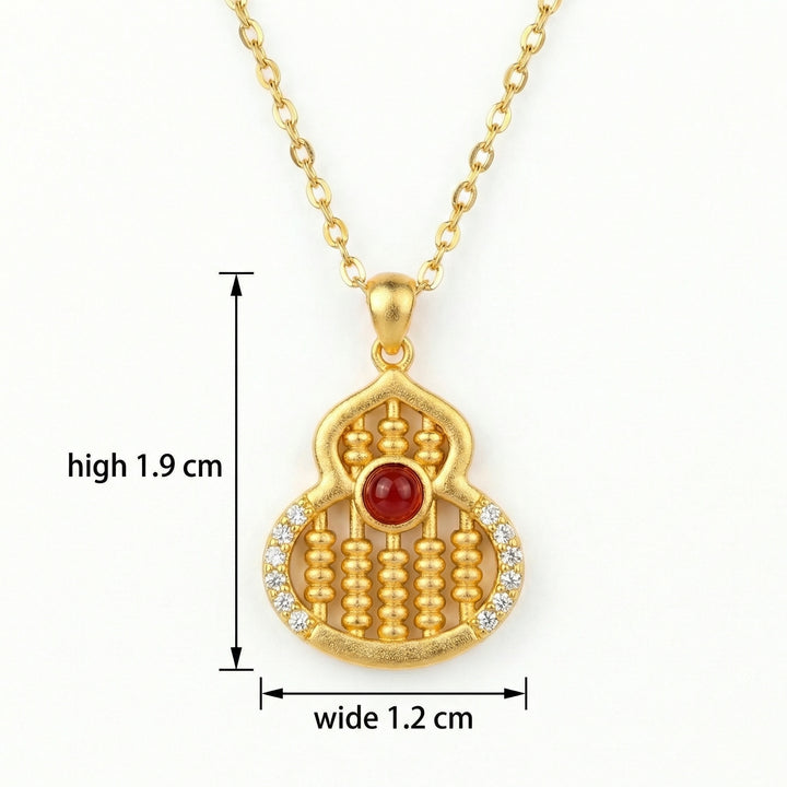 925 Sterling Silver Elegant Gourd-Shaped Abacus Pendant Necklace