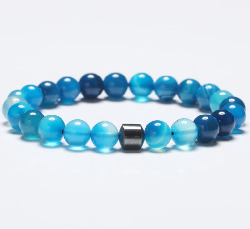 Natural Stone 8mm Couple Bracelet – Turquoise, Tiger Eye & Malachite Mix