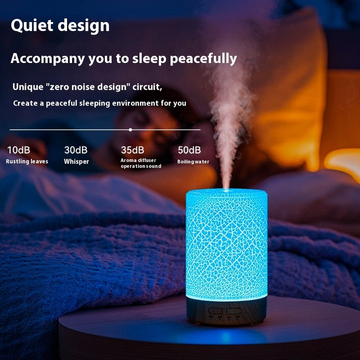 🌳💧 Crack Design USB Humidifier | Wood Grain Aroma Diffuser with 7-Color Light ✨