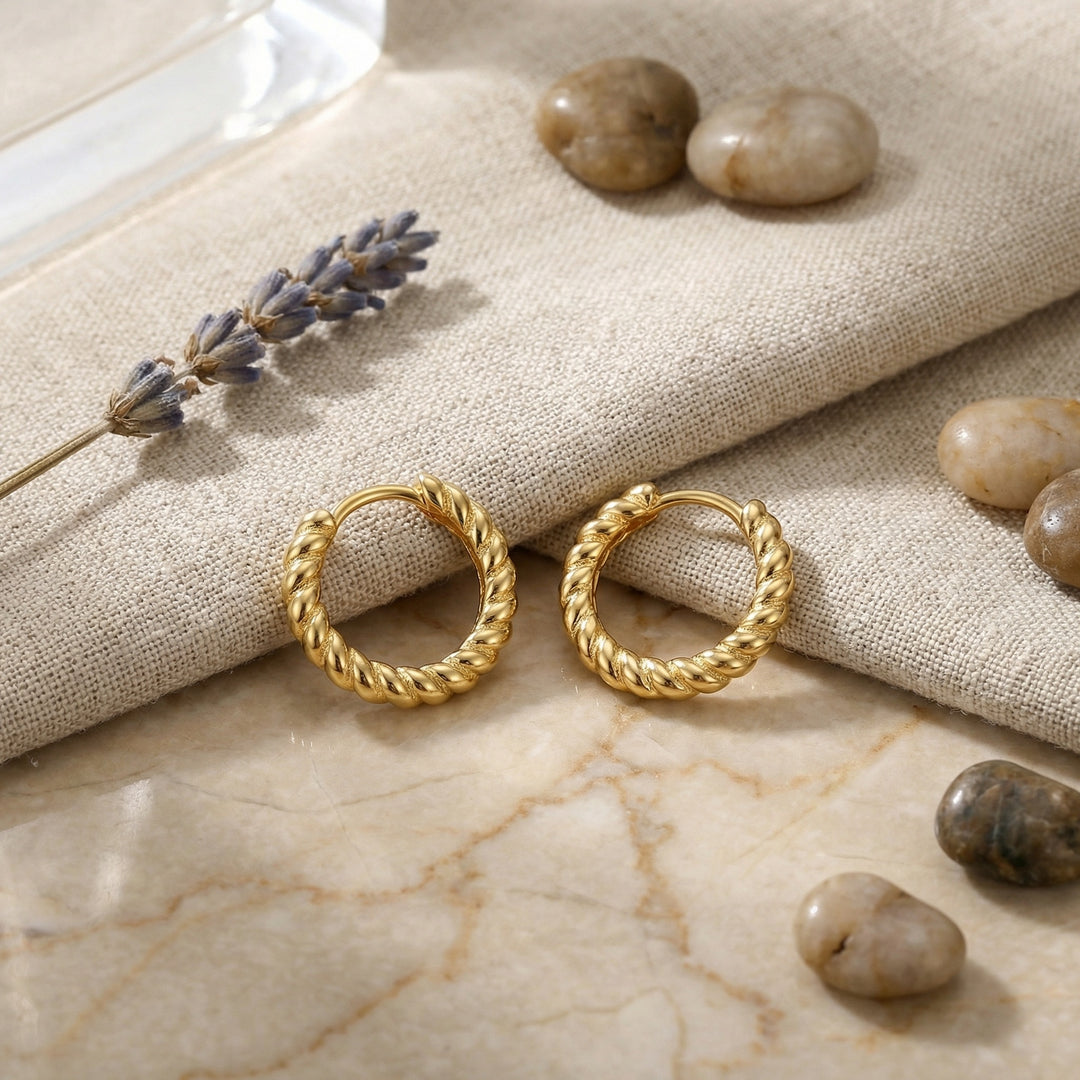 ✨ 925 Sterling Silver Twisted Rope Hoop Earrings – Textured Braided Design ✨