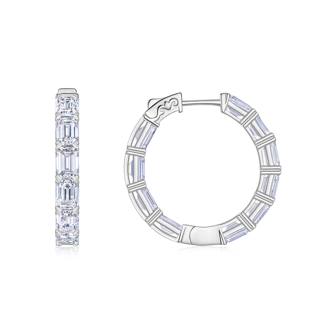 Luxury Minimalist Octagonal Moissanite Hoop Earrings