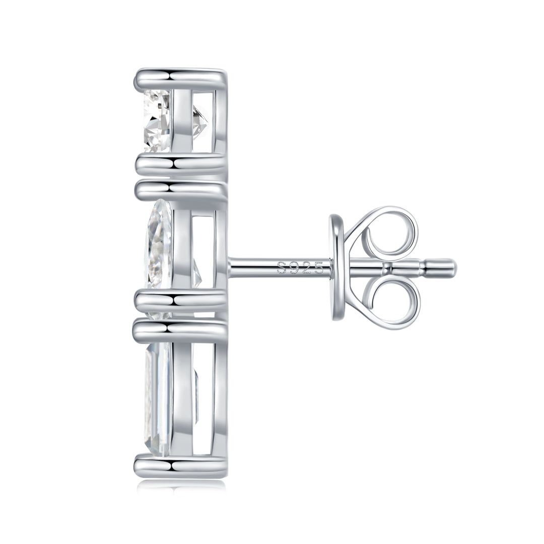 Luxury Minimalist Moissanite Earrings – Platinum-Plated S925 Silver