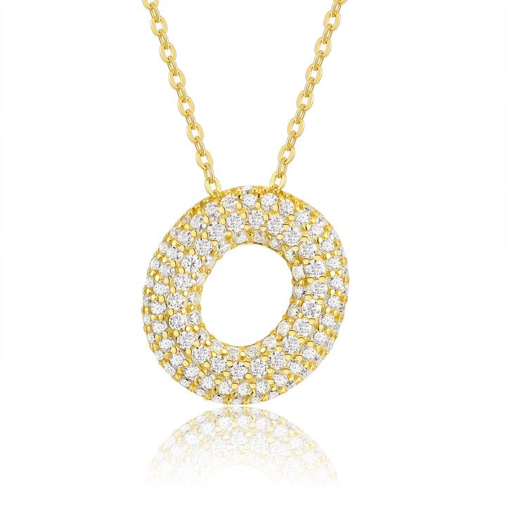 💎 Bubble Letter “O” Pendant Necklace – Gold-Plated S925 Silver with Top-Quality Moissanite (6.8g) 💎