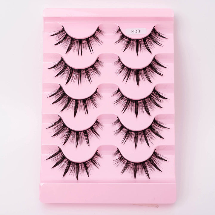 👁️✨ Natural 3D Dramatic Fairy Clusters Manga Lashes – 5 Pairs Wispy False Eyelashes (10–15MM)