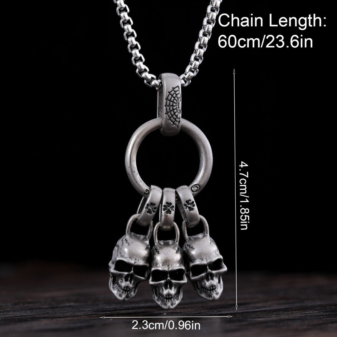 Men’s Street Punk Vintage Pendant Necklace – Trendy Metal Chain Jewelry