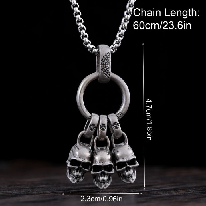 Men’s Street Punk Vintage Pendant Necklace – Trendy Metal Chain Jewelry