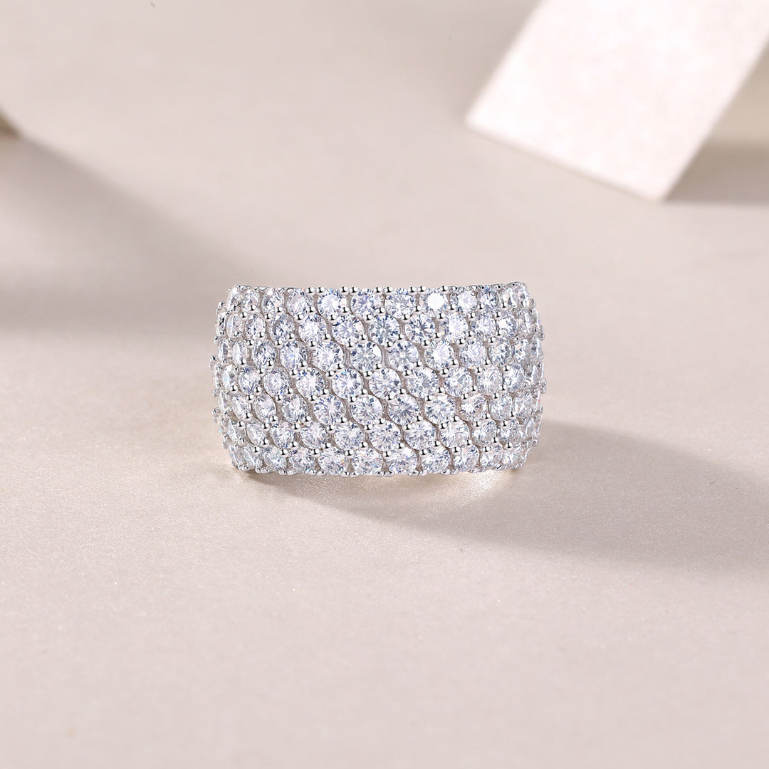 💎 Dynamic & Dazzling Moissanite Wedding Ring Set – Platinum-Plated S925 Silver (6.8g, Sizes 5–9) 💎