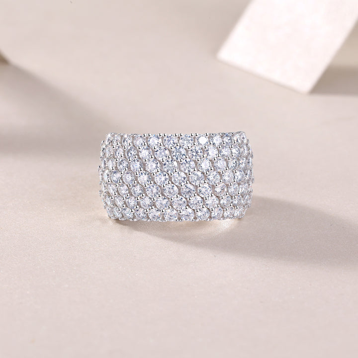 💎 Dynamic & Dazzling Moissanite Wedding Ring Set – Platinum-Plated S925 Silver (6.8g, Sizes 5–9) 💎