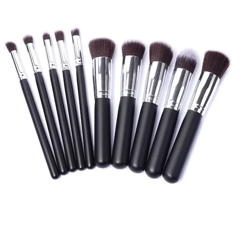 ✨ Black Bing Portable 10-Piece Makeup Brush Set — Beauty Tools Kit 💄