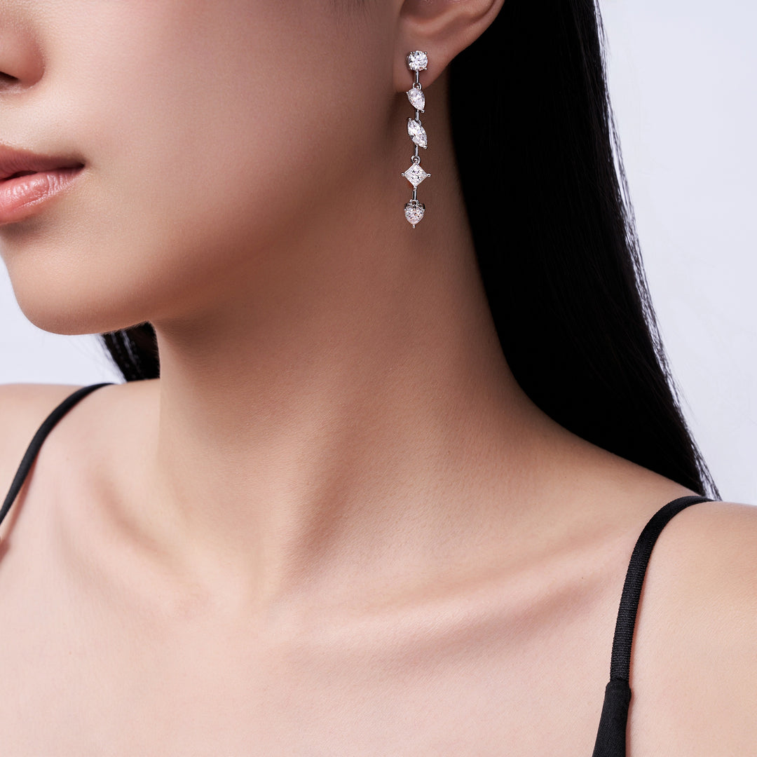 Luxury Minimalist Moissanite Earrings – Platinum-Plated S925 Silver