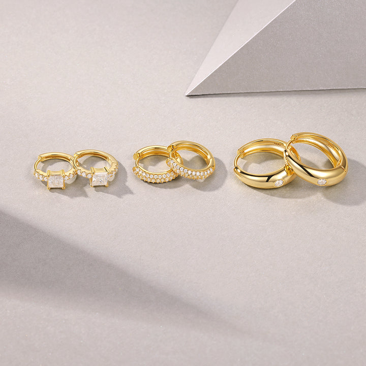 Luxury Minimalist Moissanite Earring Set (Set of 3) – Gold-Plated S925 Silver
