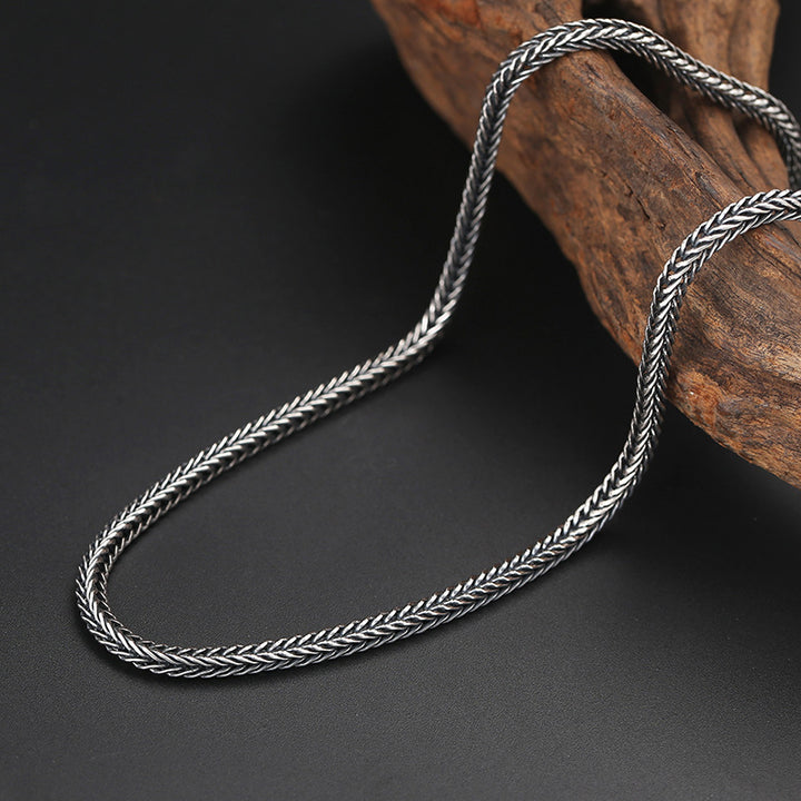 Sterling Silver Thai Silver Diamond Pestle Necklace – Unisex Square Chain Jewelry