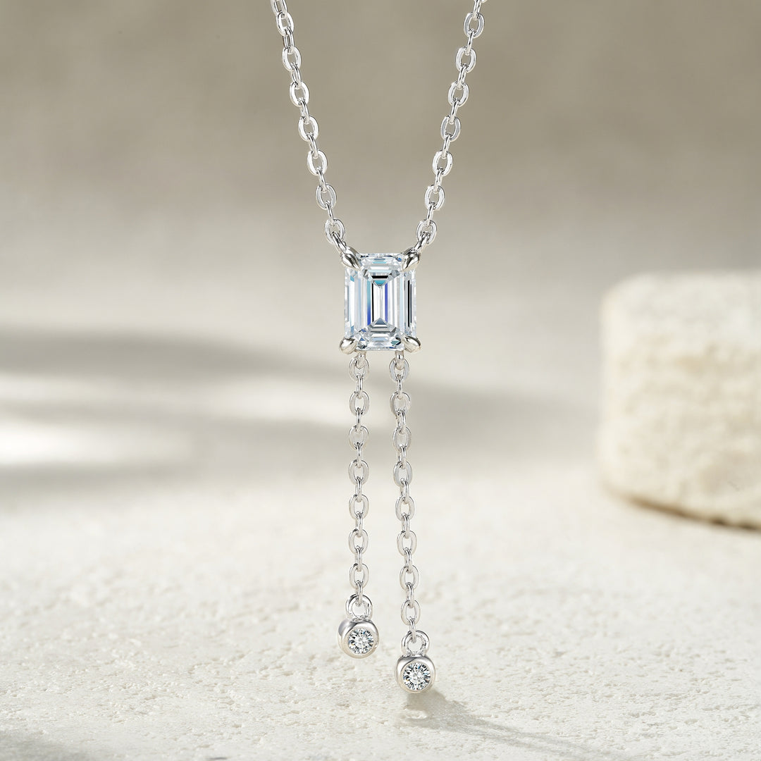 Luxury Minimalist Octagonal Moissanite Pendant Necklace – Gold-Plated S925 Silver