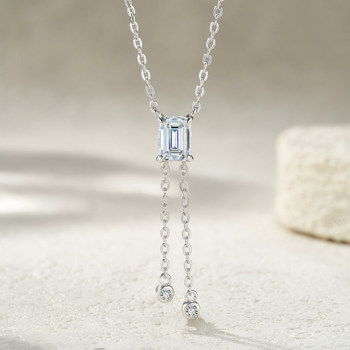 Luxury Minimalist Octagonal Moissanite Pendant Necklace – Gold-Plated S925 Silver