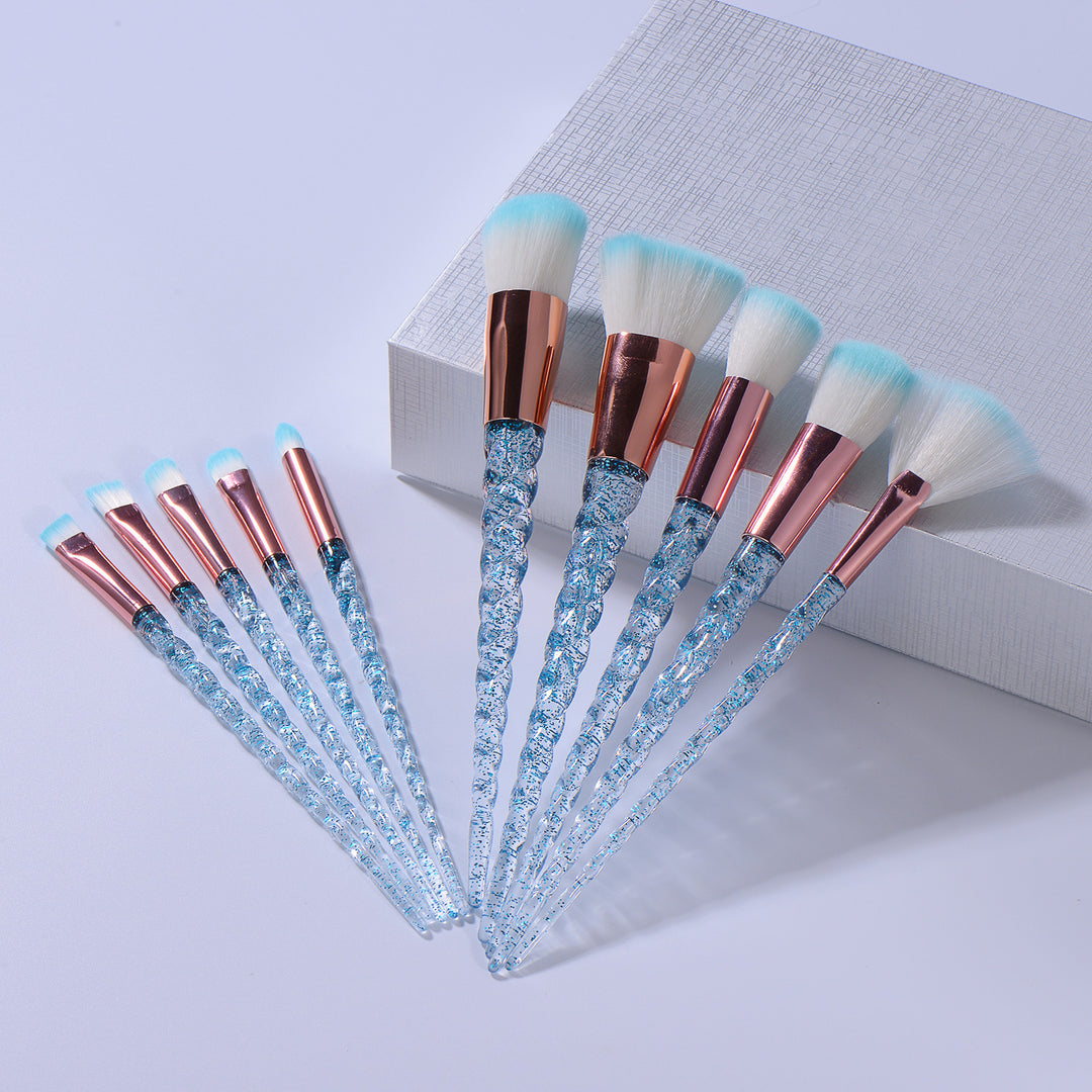 ✨ Nylon Spiral Unicorn Design Makeup Brush Set (10-Piece) 💄💎