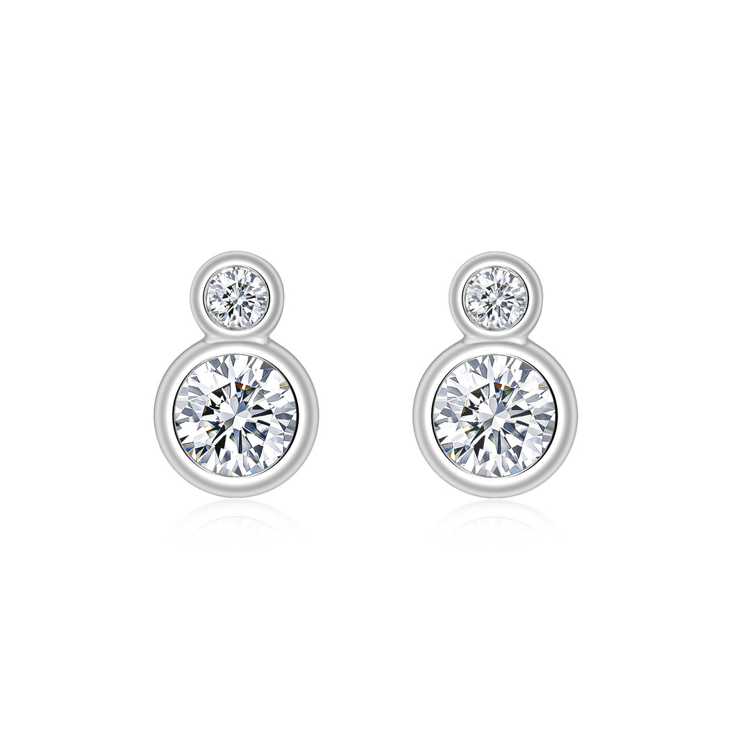 Minimalist Moissanite Stud Earrings – Platinum-Plated S925 Silver