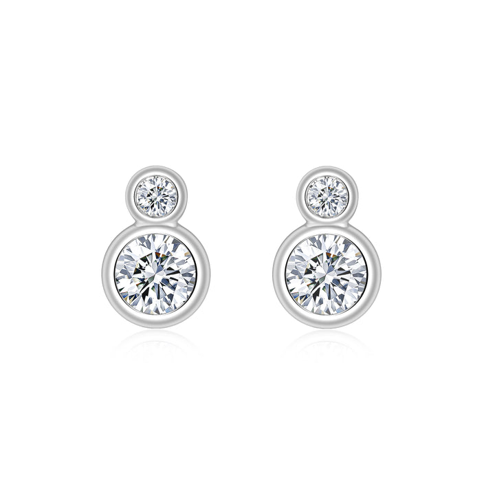 Minimalist Moissanite Stud Earrings – Platinum-Plated S925 Silver