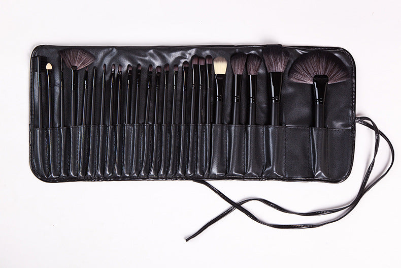 ✨ 24-Piece Makeup Brush Set — Black & Wood Color Full Beauty Kit 💄🖤