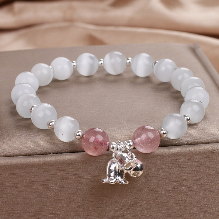 Natural Opal Strawberry Quartz Beaded Bracelet – Ethnic Style for Women
