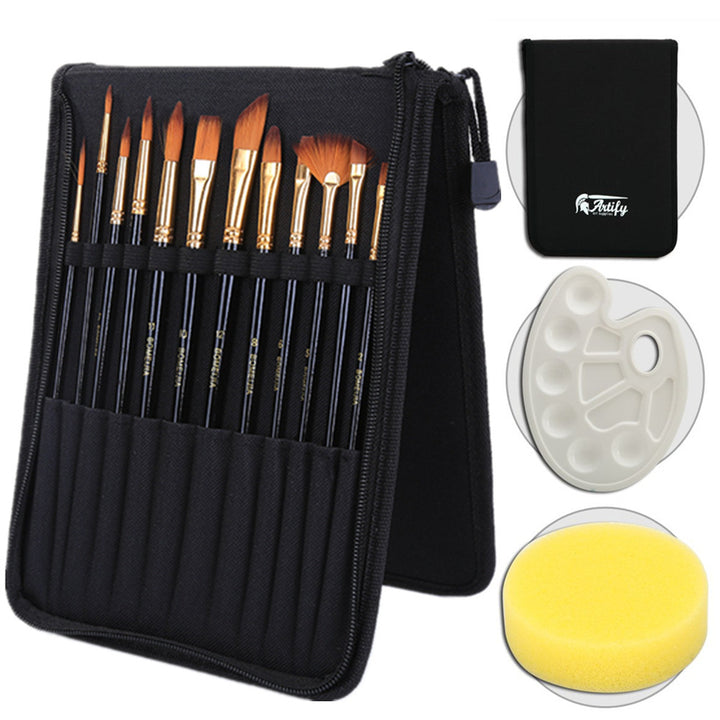 ✨ Black Rod Canvas Bag Brush Set — Art & Painting Supplies Kit 🎨🖌️