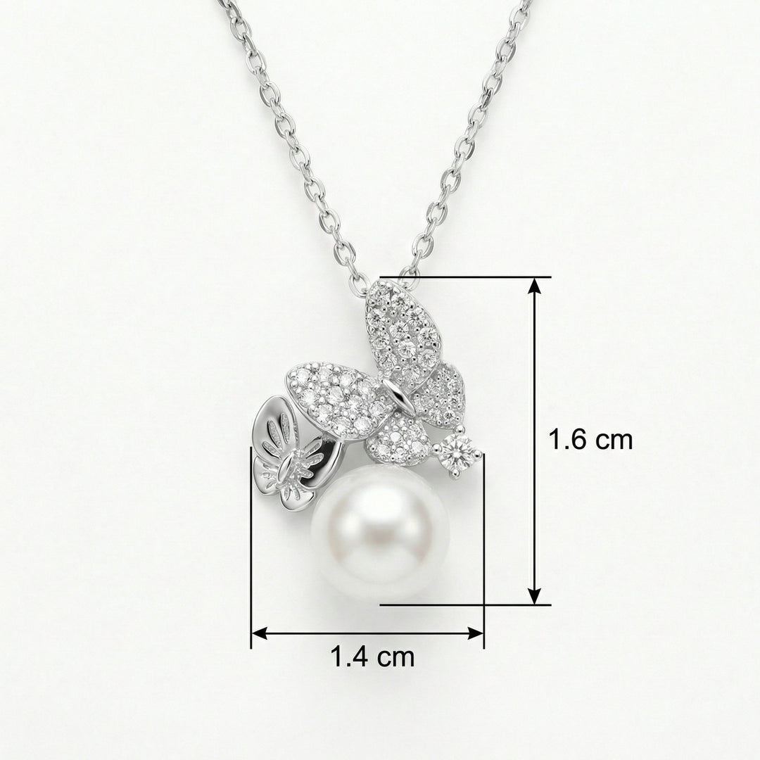 ✨ 925 Sterling Silver Butterfly Pearl Necklace