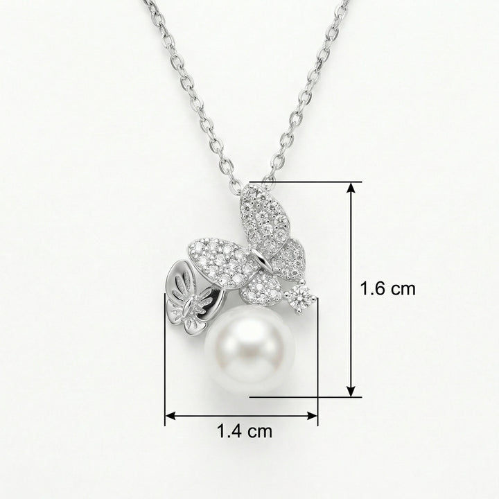 ✨ 925 Sterling Silver Butterfly Pearl Necklace