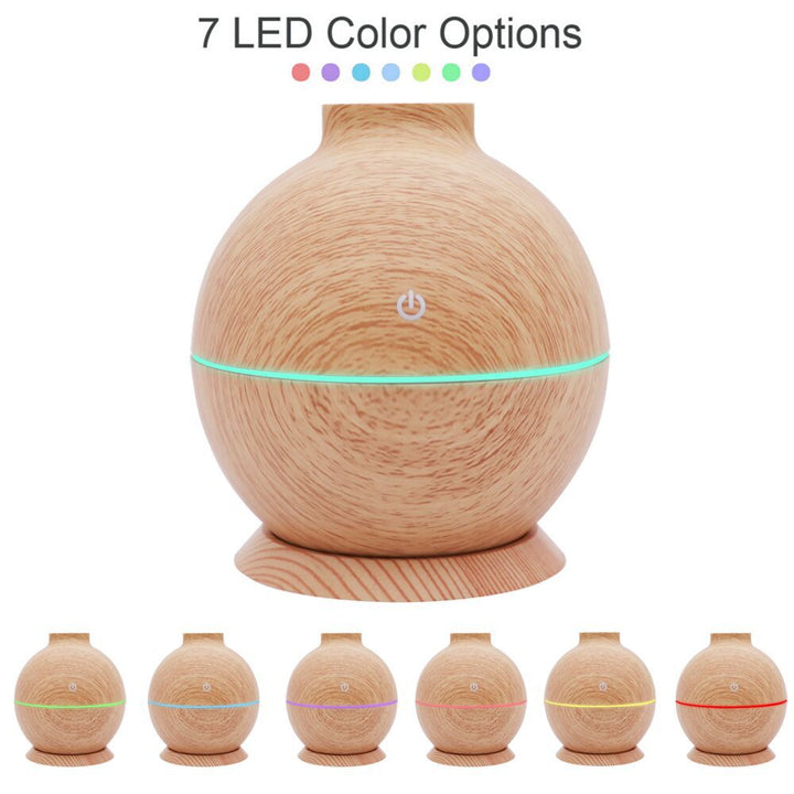🌿💧 Flat Mouth Mini Humidifier | Peach Wood Grain Desktop Aromatherapy Diffuser ✨