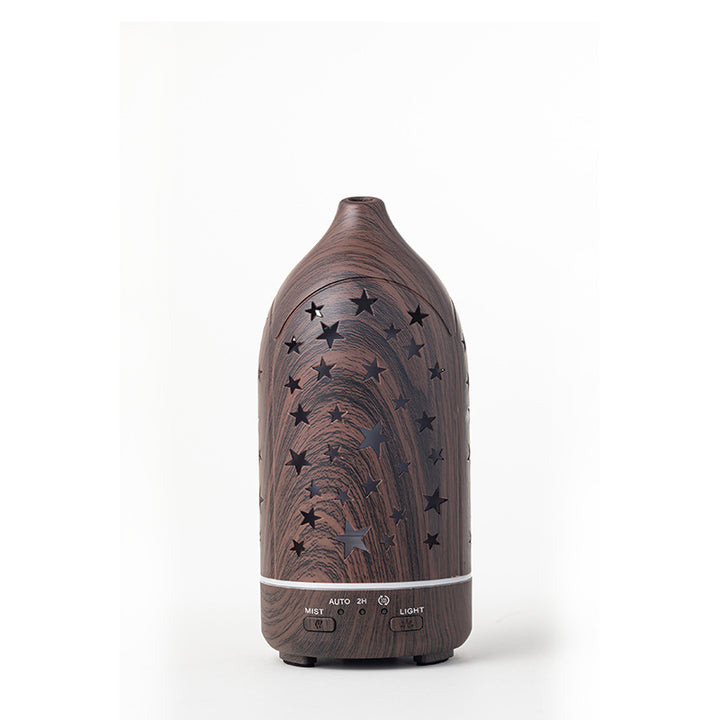 🌿💧 Wood Grain Vase Humidifier | Hollow Ultrasonic Aroma Diffuser 🌙✨