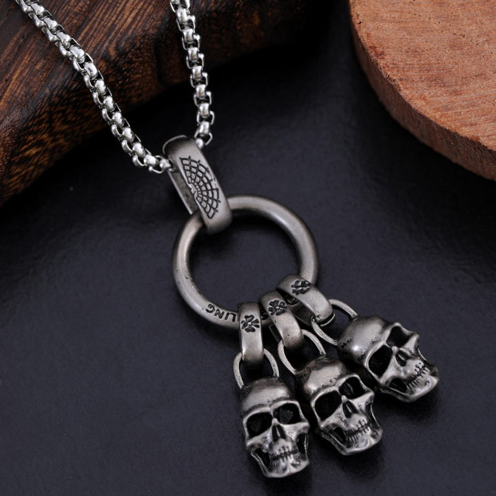 Men’s Street Punk Vintage Pendant Necklace – Trendy Metal Chain Jewelry