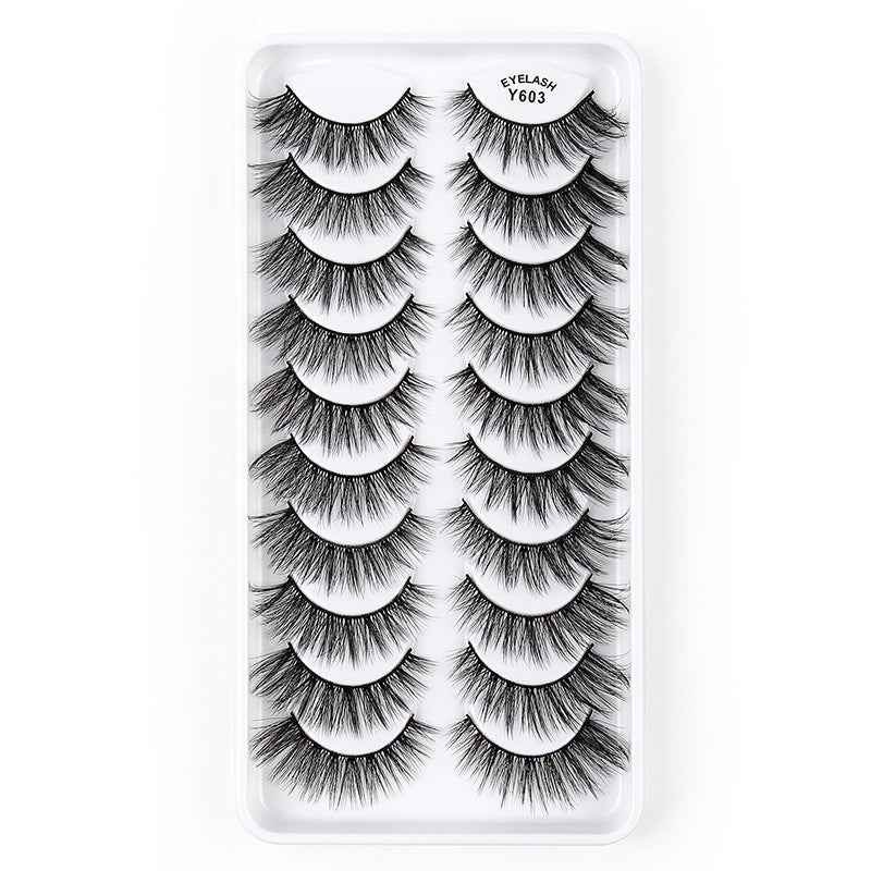 👁️✨ 3D European & American Cat Eye False Eyelashes – Natural Thick Fluffy Lash Set