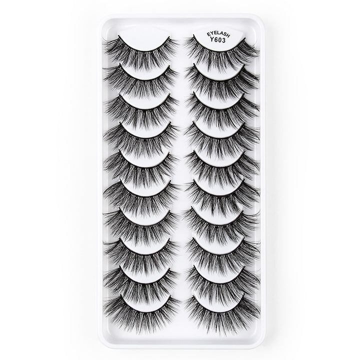 👁️✨ 3D European & American Cat Eye False Eyelashes – Natural Thick Fluffy Lash Set