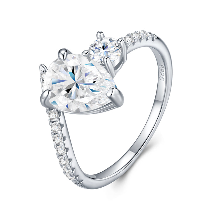 💍 Ladies’ Pear-Shaped Moissanite Ring – Platinum-Plated S925 Silver (2.7g, Sizes 5–9) 💍
