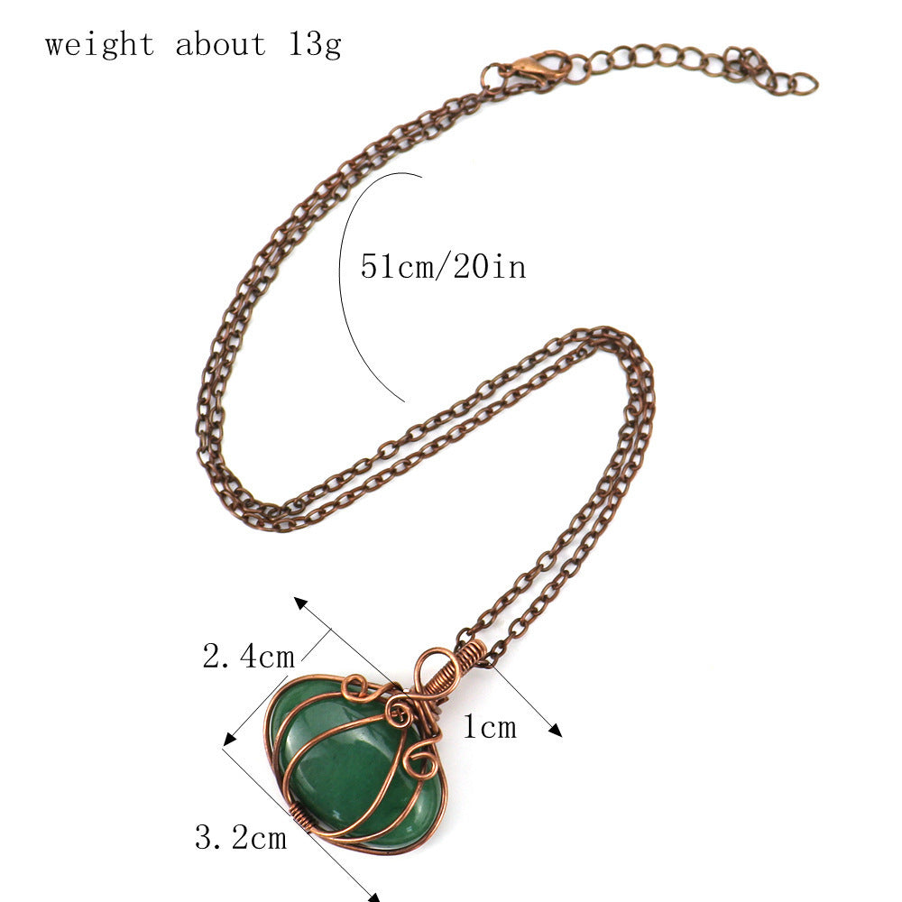 Carnelian Amethyst Halloween Pumpkin Lamp Pendant Necklace