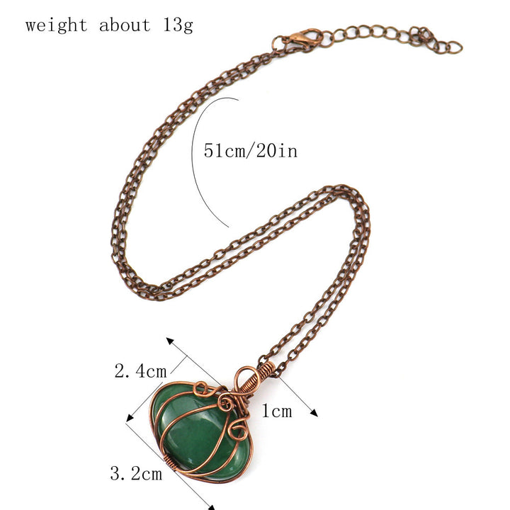 Carnelian Amethyst Halloween Pumpkin Lamp Pendant Necklace
