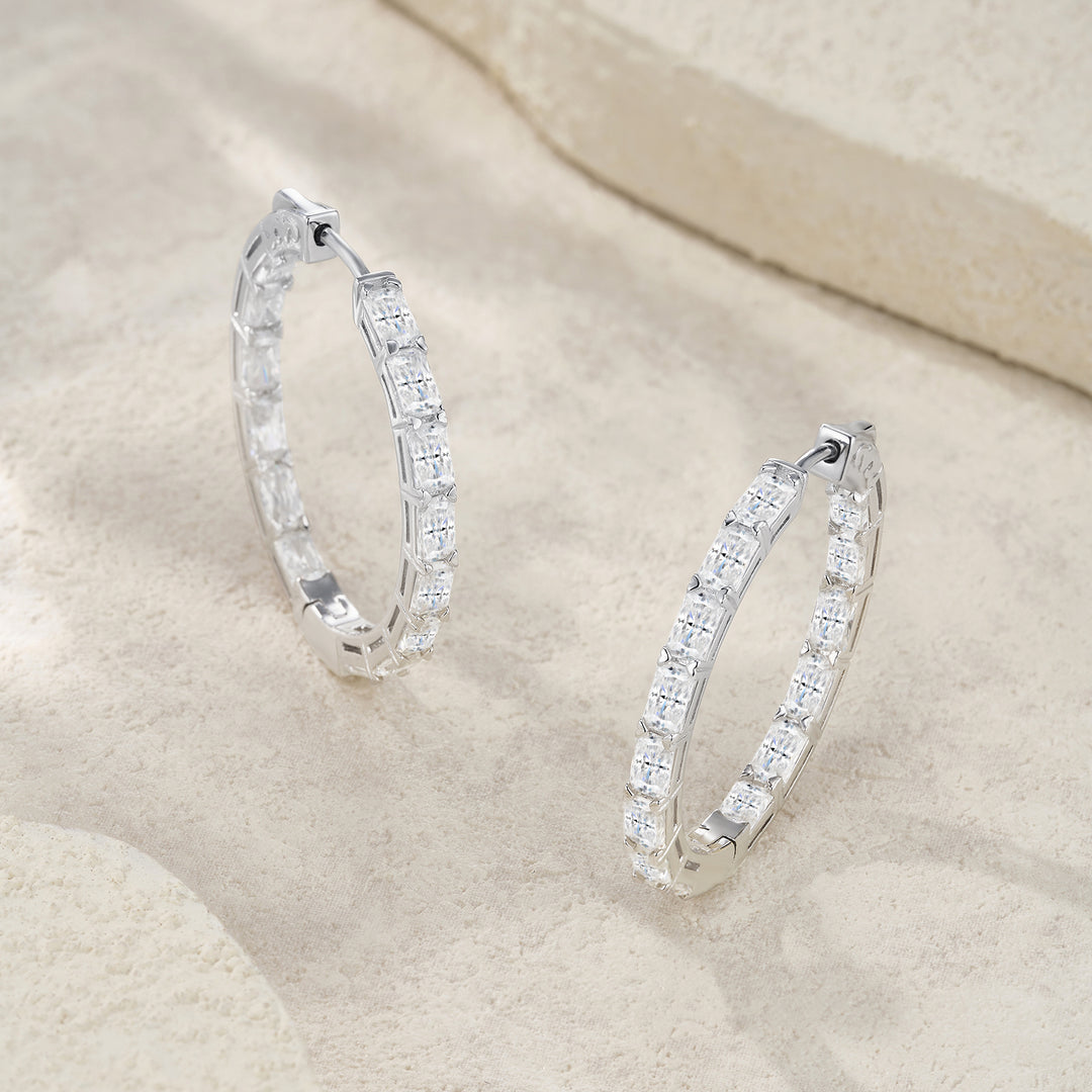 Luxury Minimalist Octagonal Moissanite Earring Set – Platinum-Plated S925 Silver