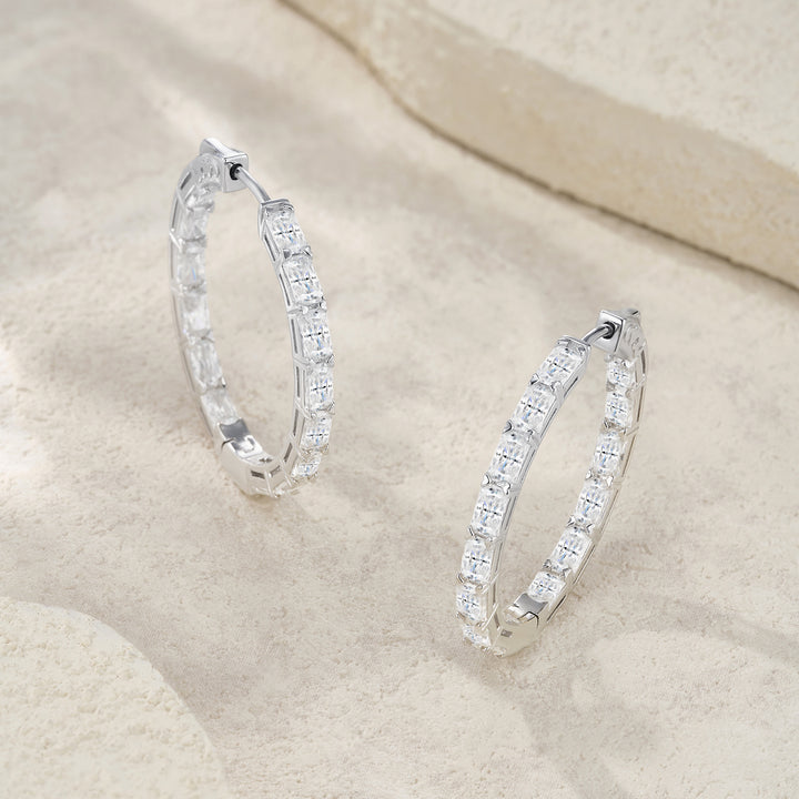 Luxury Minimalist Octagonal Moissanite Earring Set – Platinum-Plated S925 Silver