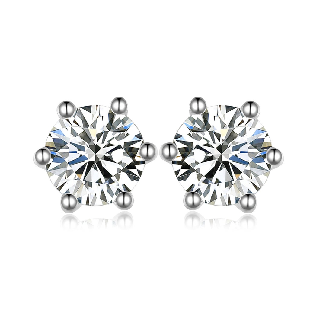 ✨ S925 Sterling Silver Six-Prong Moissanite Stud Earrings – Minimalist Modern Design ✨