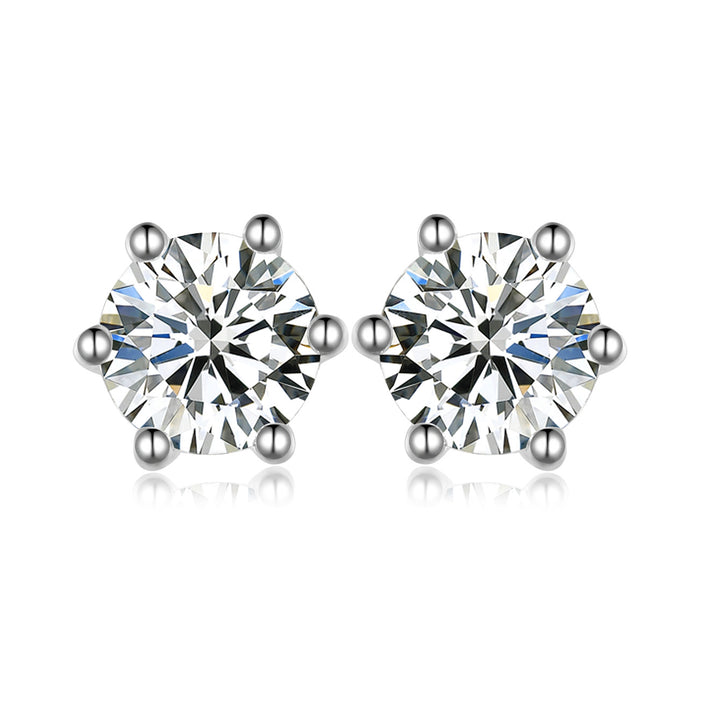 ✨ S925 Sterling Silver Six-Prong Moissanite Stud Earrings – Minimalist Modern Design ✨